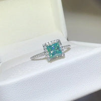 2 Carat Moissanite Square Sterling Silver Ring Giulia - Halo Women's Ring Velanci