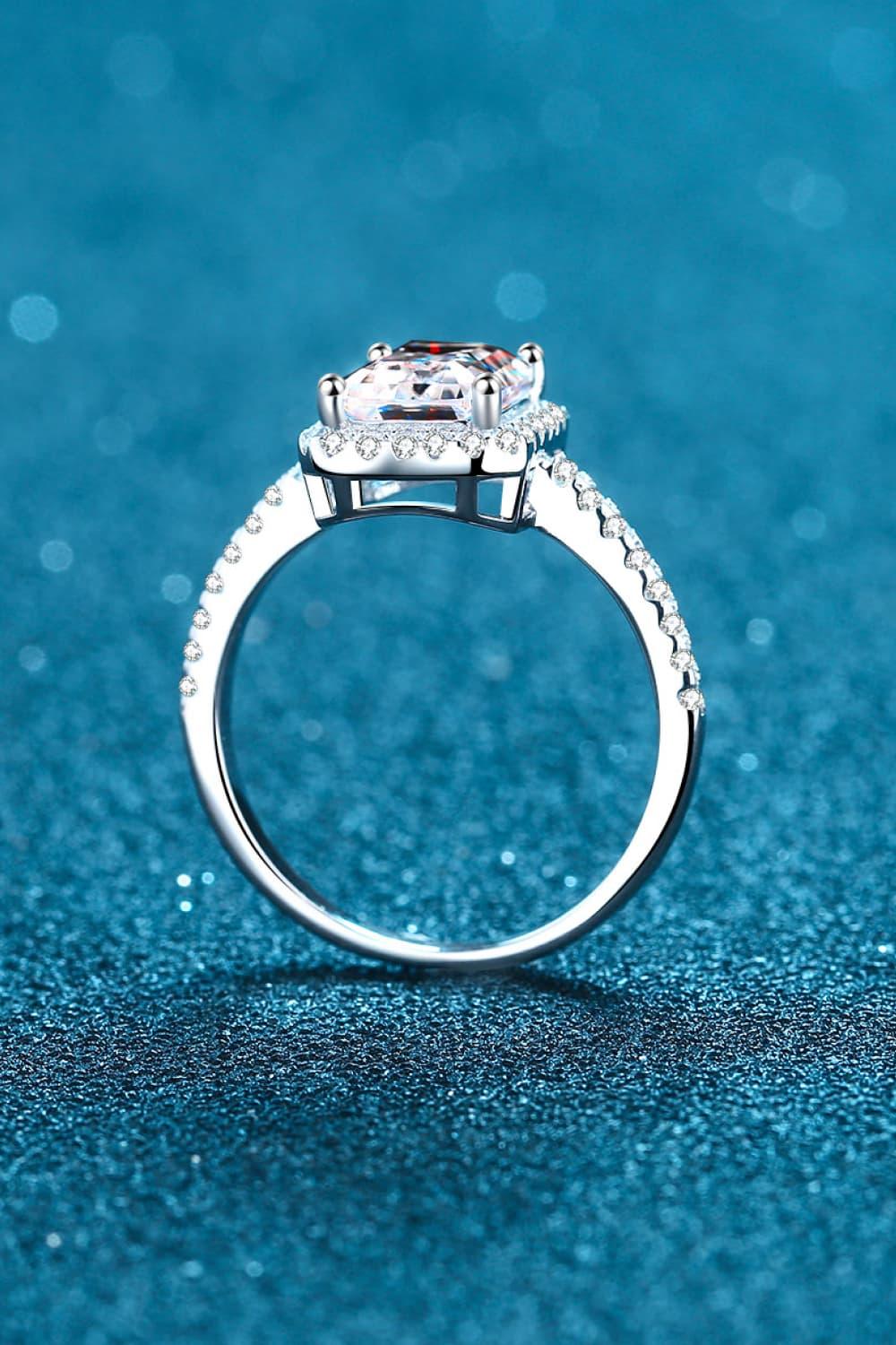 Ring Giulia - 2 Carat Moissanite Halo Sterling Silver Women's Ring Velanci