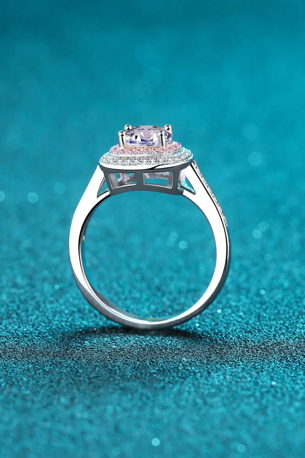 1-Carat Moissanite Ring Livia - Sterling Silver Halo Women's Ring Velanci