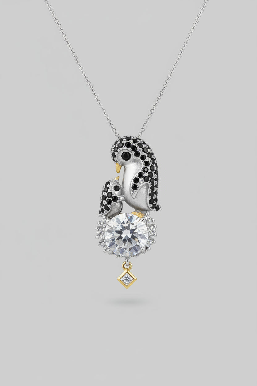 2 Carat Moissanite Necklace - Sterling Silver Setting Velanci