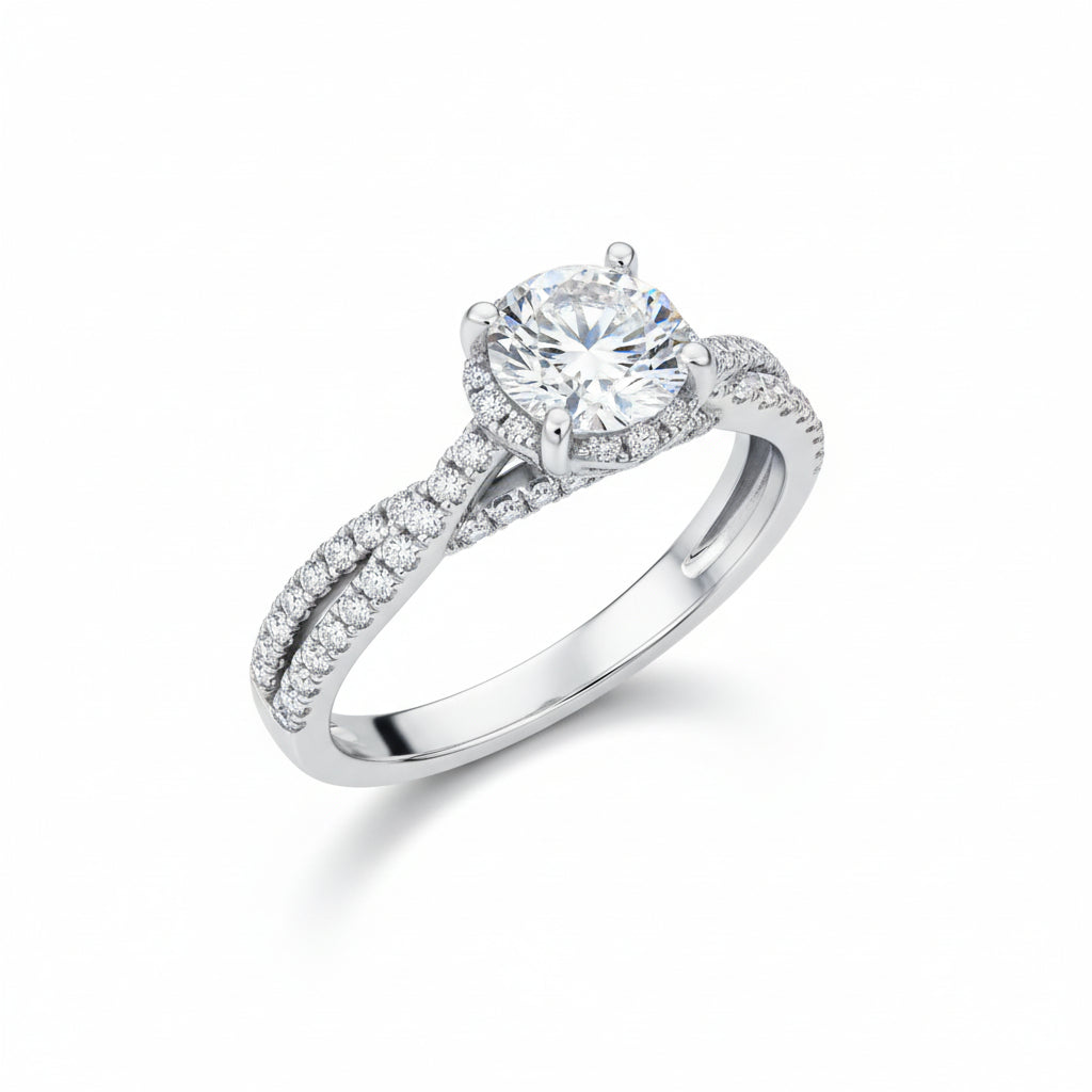 Sterling Silver Moissanite Ring Alessia - All Day Comfort Fit Women's Ring Velanci