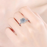 Moissanite Ring Giulia - 2 Carat Square Halo Minimalist Women's Ring Velanci
