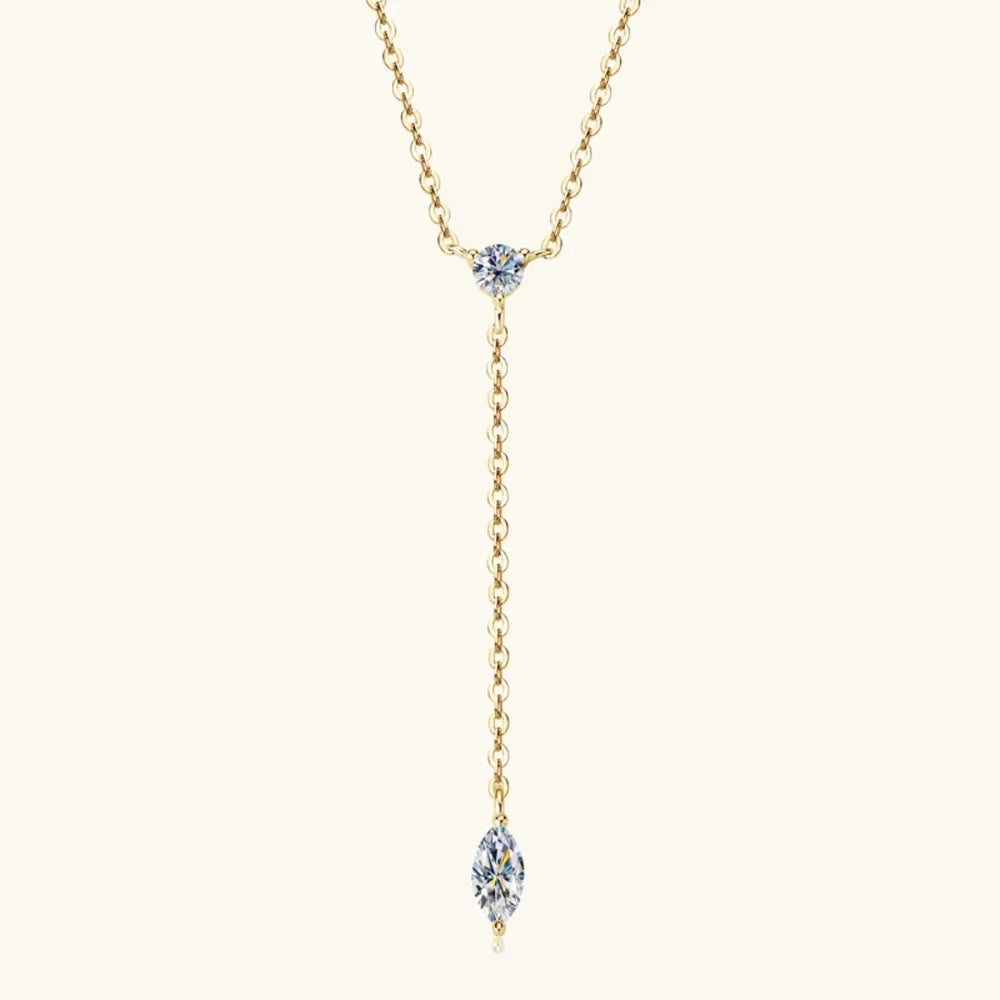 VVS1 Moissanite Y-Drop Necklace - 18K Gold-Plated Silver Velanci