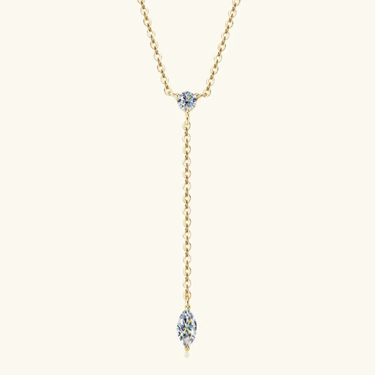 VVS1 Moissanite Y-Drop Necklace - 18K Gold-Plated Silver Velanci
