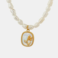 18K Gold-Plated Freshwater Pearl Necklace - Zircon Accents Velanci