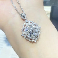 Moissanite Halo Sterling Silver Necklace Velanci