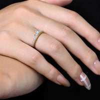 Crown Moissanite Ring Giovanna - Gold Plated 0.3ct Center Women's Ring Velanci