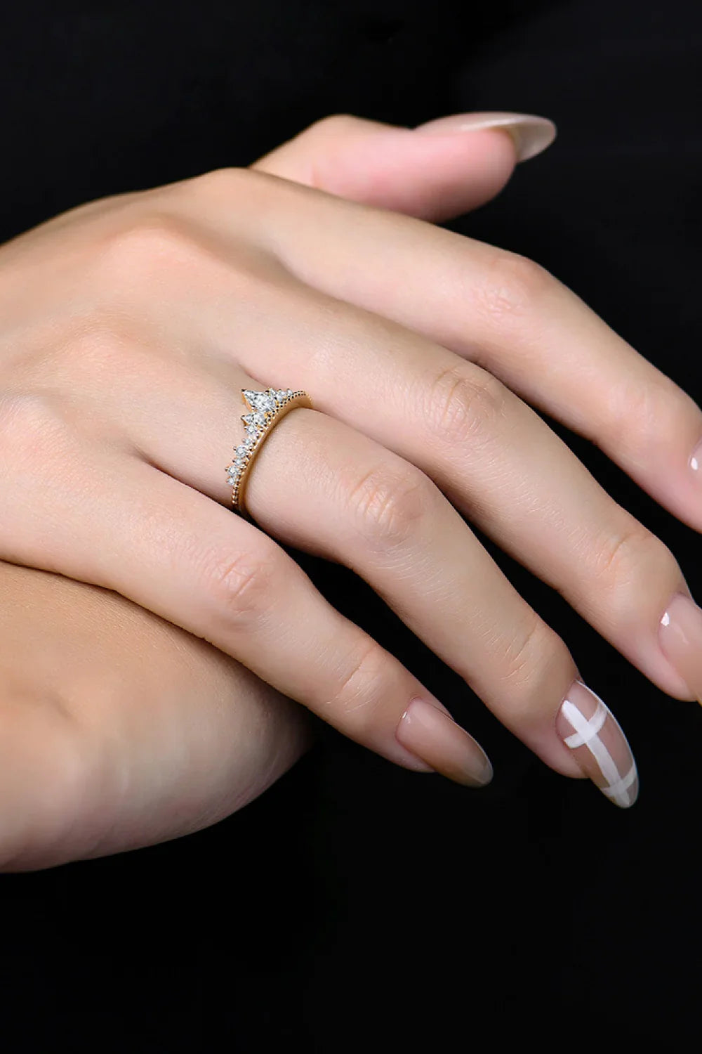 Crown Moissanite Ring Giovanna - Gold Plated 0.3ct Center Women's Ring Velanci