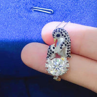 2 Carat Moissanite Necklace - Sterling Silver Setting Velanci