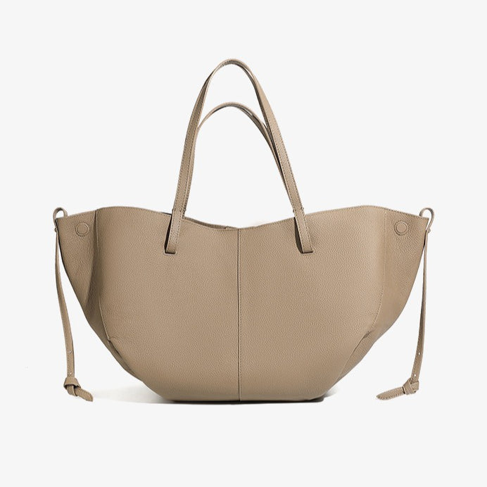 Genuine Pebbled Leather Tote Bag with Pouch - Urban Elegance Redefined