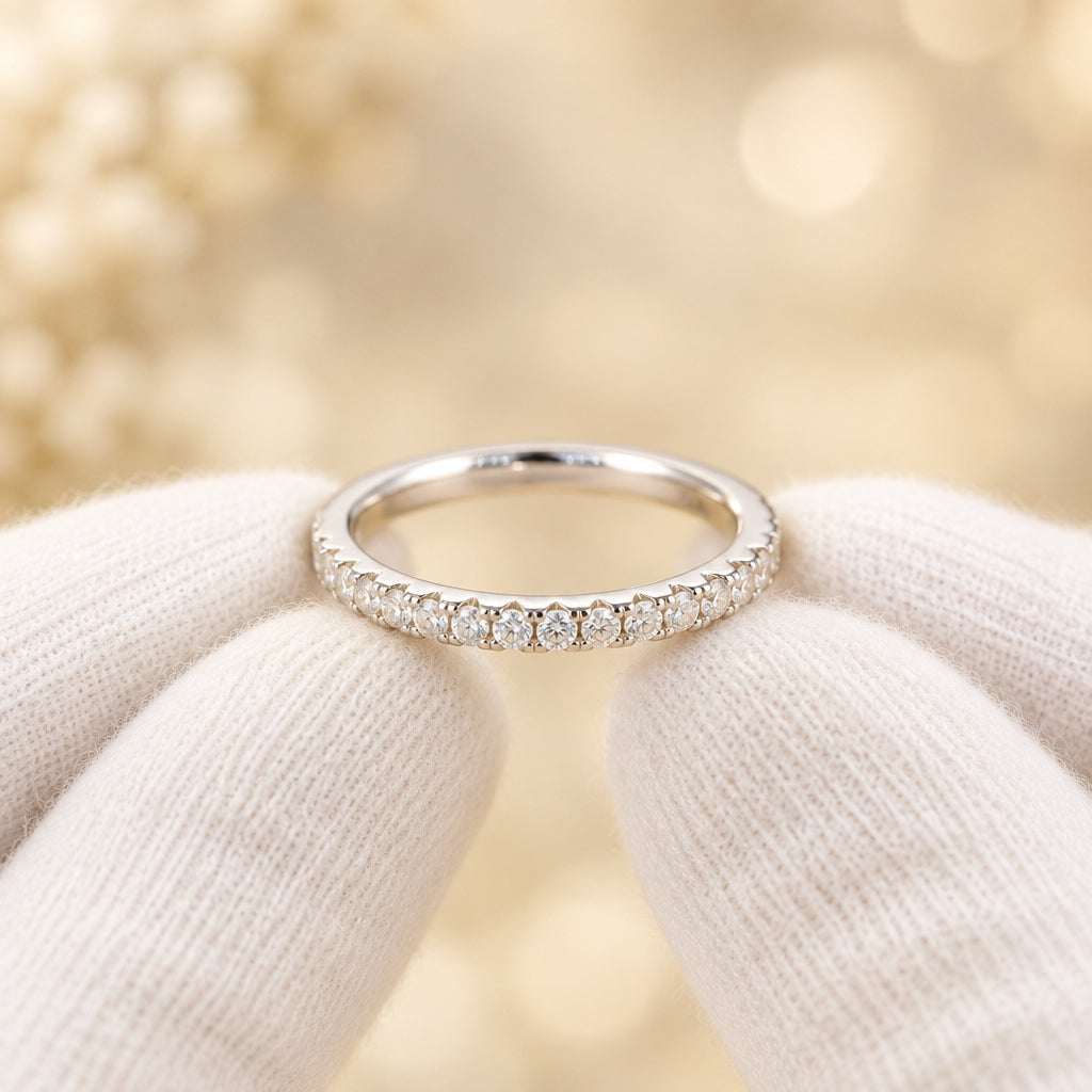 Moissanite Ring Giulia - Half-Eternity Arc Sparkle Women's Ring Velanci