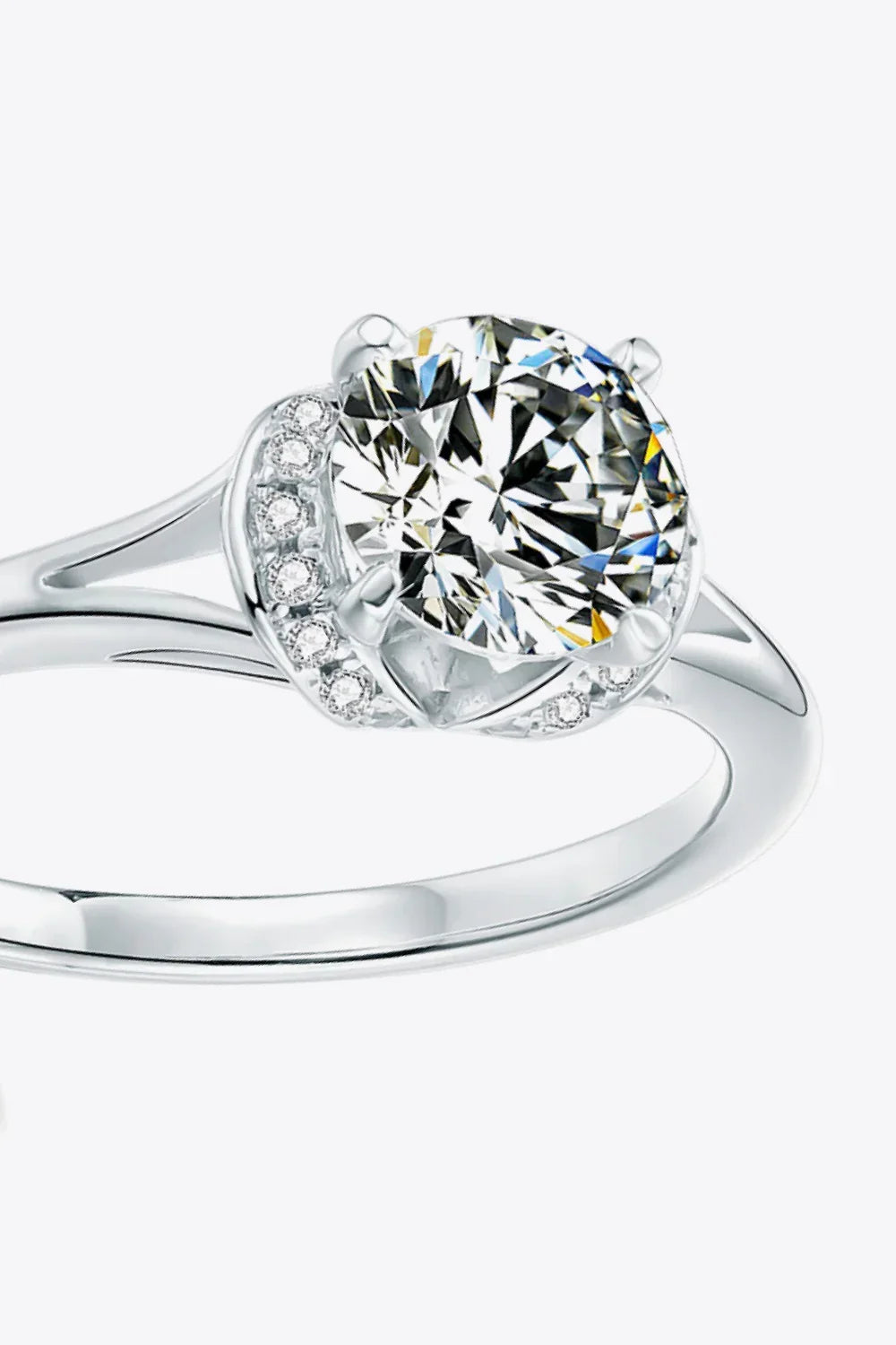 Ring Giulia - 1 Carat Moissanite, Split Shank, Silver Women's Ring Velanci