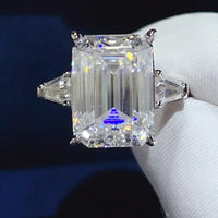 Moissanite Ring Alessia - Bold 10 Carat Silver Shine Halo Women's Ring Velanci