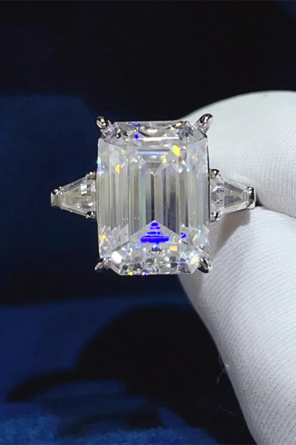 Moissanite Ring Alessia - Bold 10 Carat Silver Shine Halo Women's Ring Velanci