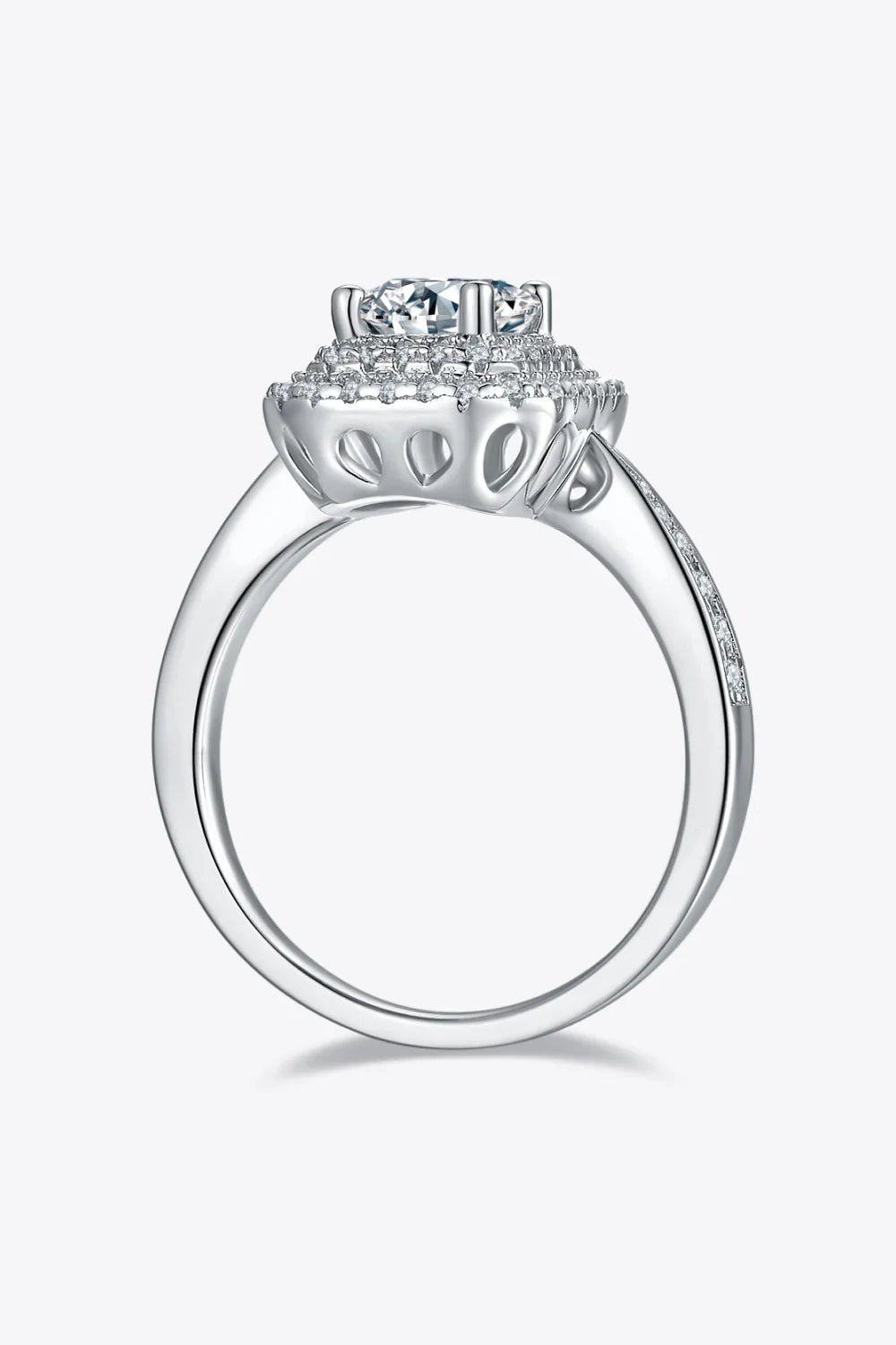 Moissanite Ring Giulia - 1ct Emerald Cut, D Color, Silver Women's Ring Velanci
