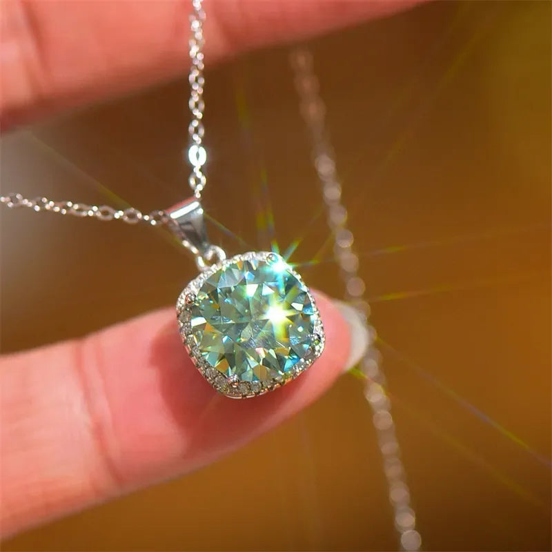 5 Carat Moissanite Pendant Necklace - Sterling Silver Shine Velanci