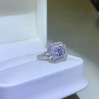 1 Carat Moissanite Ring Sofia - Halo Shimmering Band Women's Ring Velanci