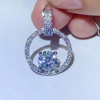 Moissanite Circle Pendant Necklace - 1 Carat Halo Design Velanci