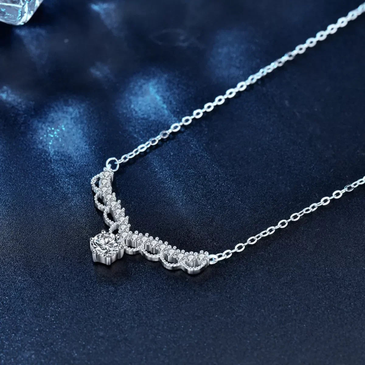 Platinum-Plated Moissanite Necklace - Delicate Sparkle Velanci