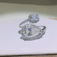 2 Carat Moissanite Silver Bypass Ring Giulia - Shine Women's Ring Velanci