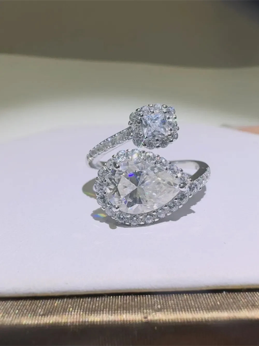 2 Carat Moissanite Silver Bypass Ring Giulia - Shine Women's Ring Velanci