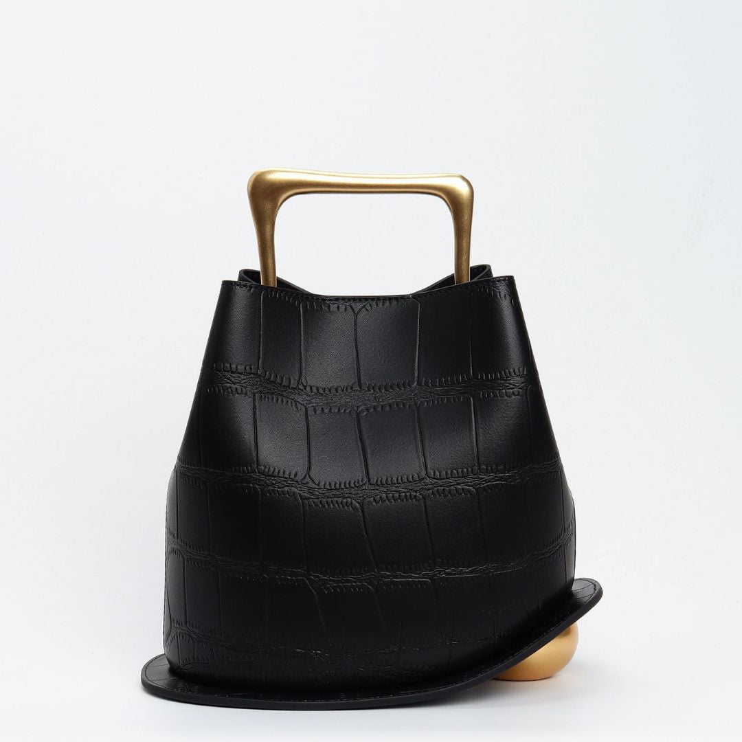 Fleur de Minuit Leather Handbag: Midnight Elegance Unveiled