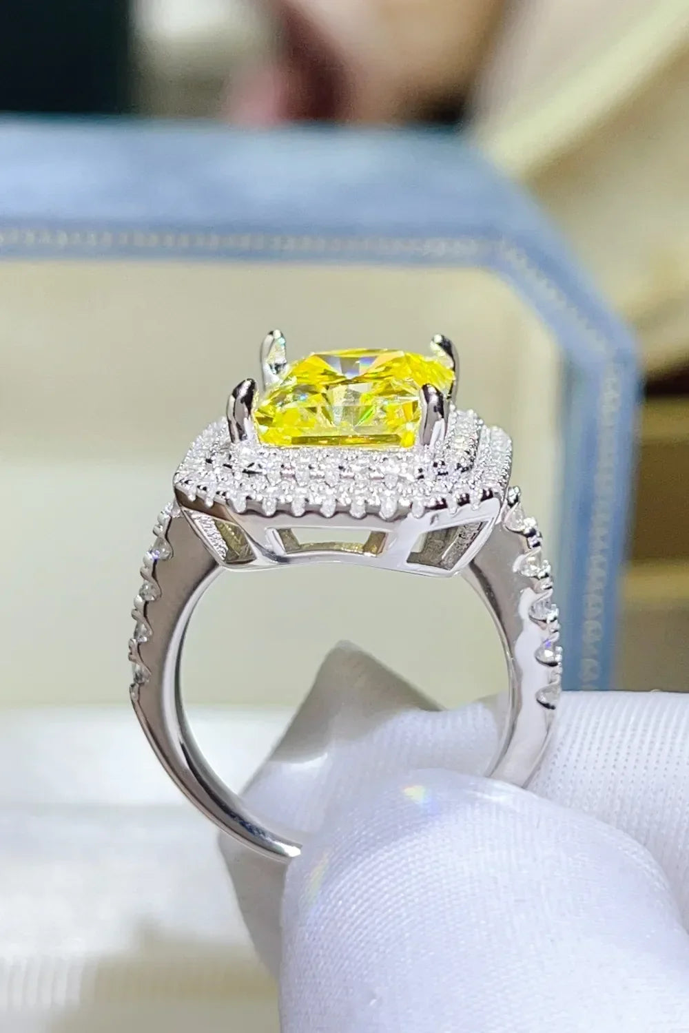 Moissanite Sterling Silver Ring Sofia - Ocean Glow Women's Ring Velanci