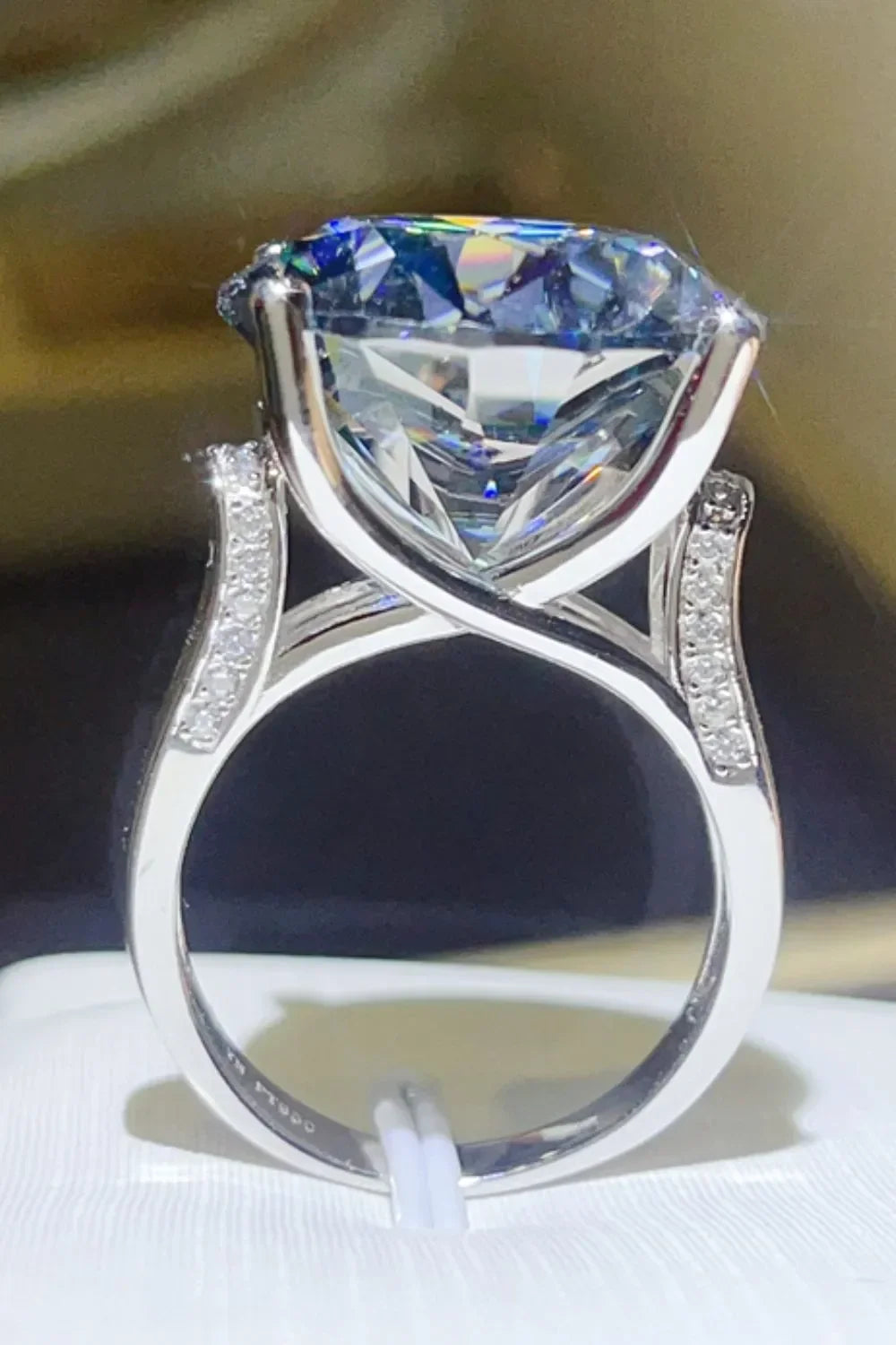 Moissanite Sterling Silver Ring Anna - 20 Carat Center Stone Women's Ring Velanci