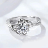 Ring Bianca - Platinum-Plated Moissanite Center Stone Women's Ring Velanci
