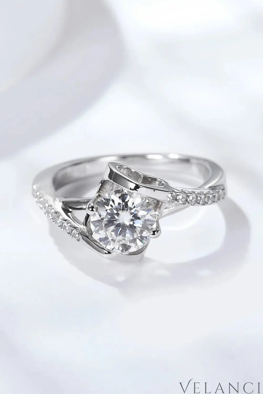 Ring Bianca - Platinum-Plated Moissanite Center Stone Women's Ring Velanci