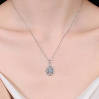 Moissanite Teardrop Pendant Necklace - Sterling Silver Velanci