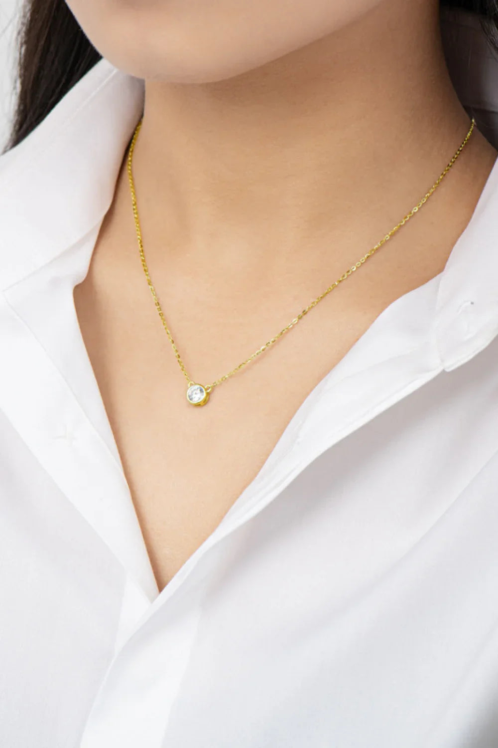 Moissanite 1Ct Pendant Necklace - Bezel Set Sterling Silver Velanci