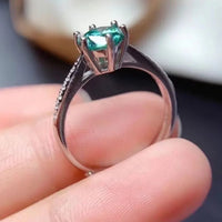 Ring Giulia - Emerald Green 2 Carat Moissanite, Sterling Women's Ring Velanci
