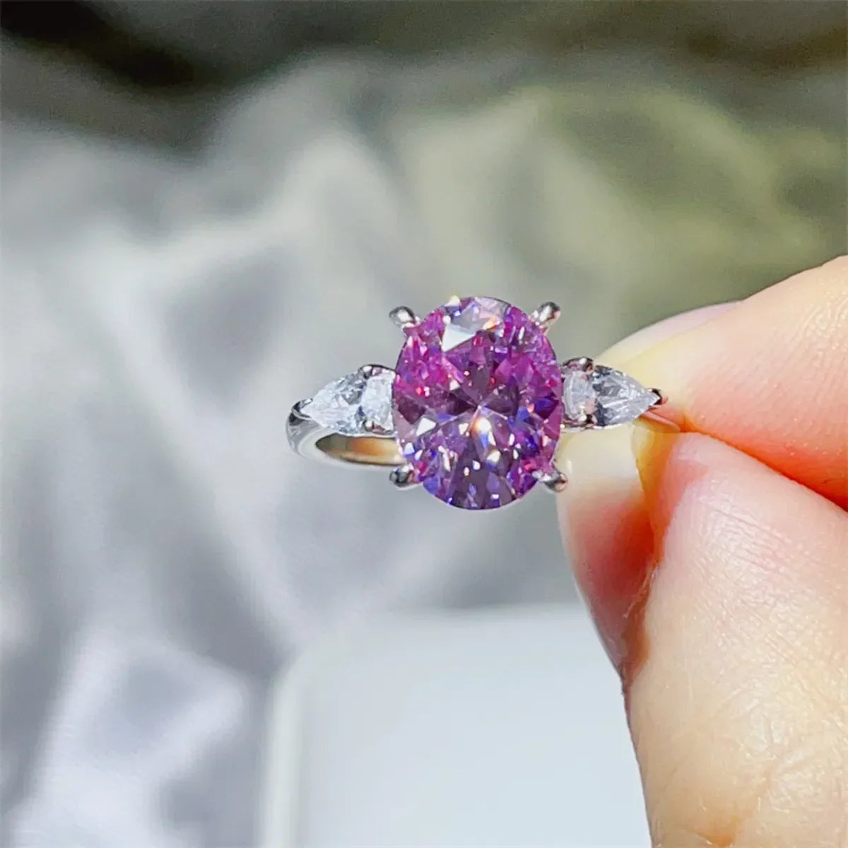 Moissanite Ring Sofia - 3 Carat Sterling Silver Sparkle Women's Ring Velanci