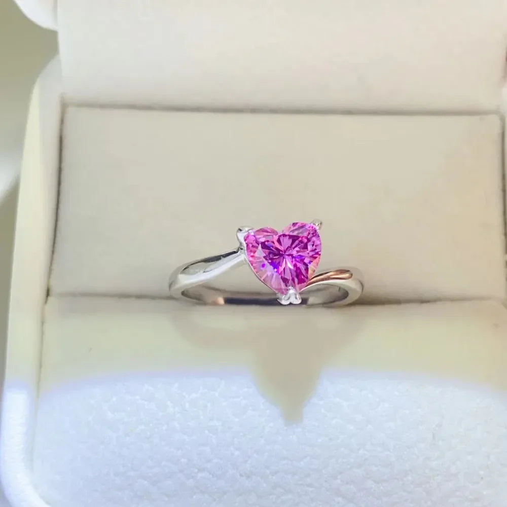 1 Carat Moissanite Ring Bianca - Pink Heartcut Shine Women's Ring Velanci
