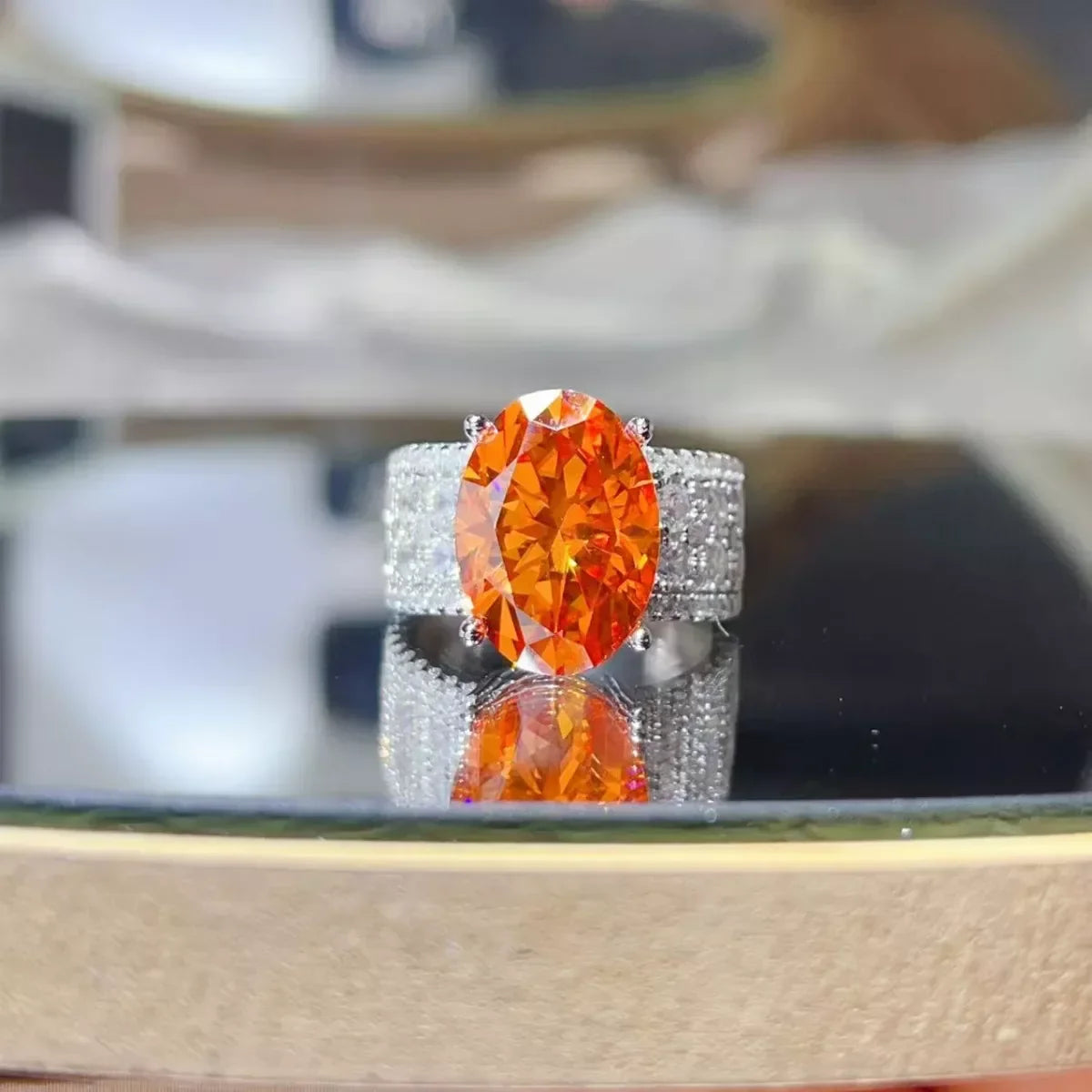 Moissanite Ring Bianca - Oval Orange 8 Carat, Certificate Women's Ring Velanci