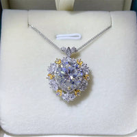 5 Carat Moissanite Necklace Platinum-Plated Sterling Silver Velanci