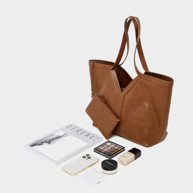 Korean Style Autumn Luxe Leather Tote Bag