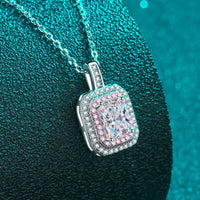 1 Carat Moissanite Geometric Necklace - Pink Zircon Halo Velanci