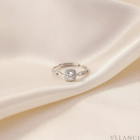 Sterling Silver Zircon Ring Amelia - Sparkling Halo Velanci