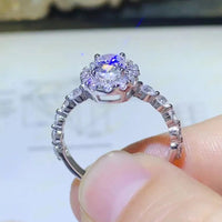 Moissanite Halo Ring Giovanna - 1ct Sterling Silver Women's Ring Velanci