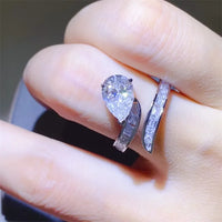 Ring Alessia - 3 Carat Moissanite Zircon Silver Bypass Women's Ring Velanci