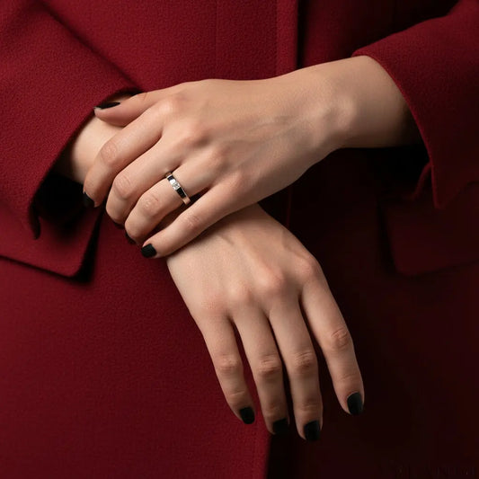 Inlaid Moissanite Ring Alessia - Coastal Rhodium Finish Velanci