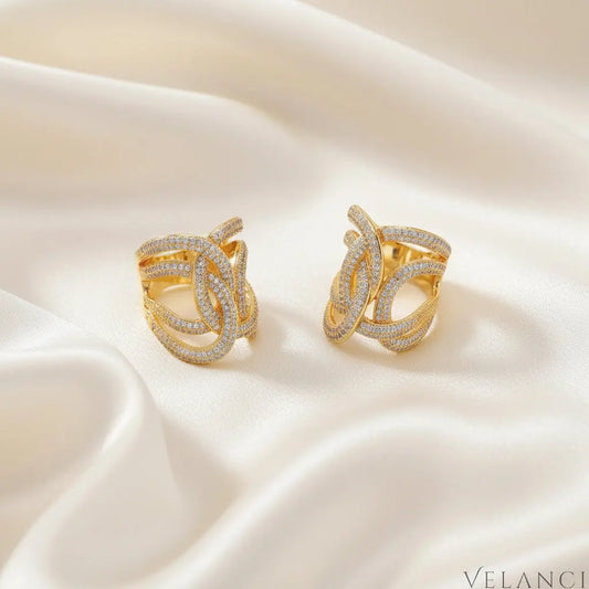 18K Plated Zircon Interwoven Ring Giulia - Pavé Zircon Shine Velanci