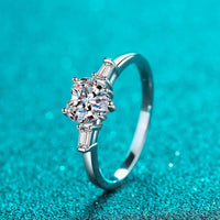 Moissanite Heart Ring Sterling Silver Luna - Everyday Shine Women's Ring Velanci