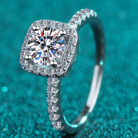 Moissanite Ring Giulia - 2 Carat Square Halo Minimalist Women's Ring Velanci