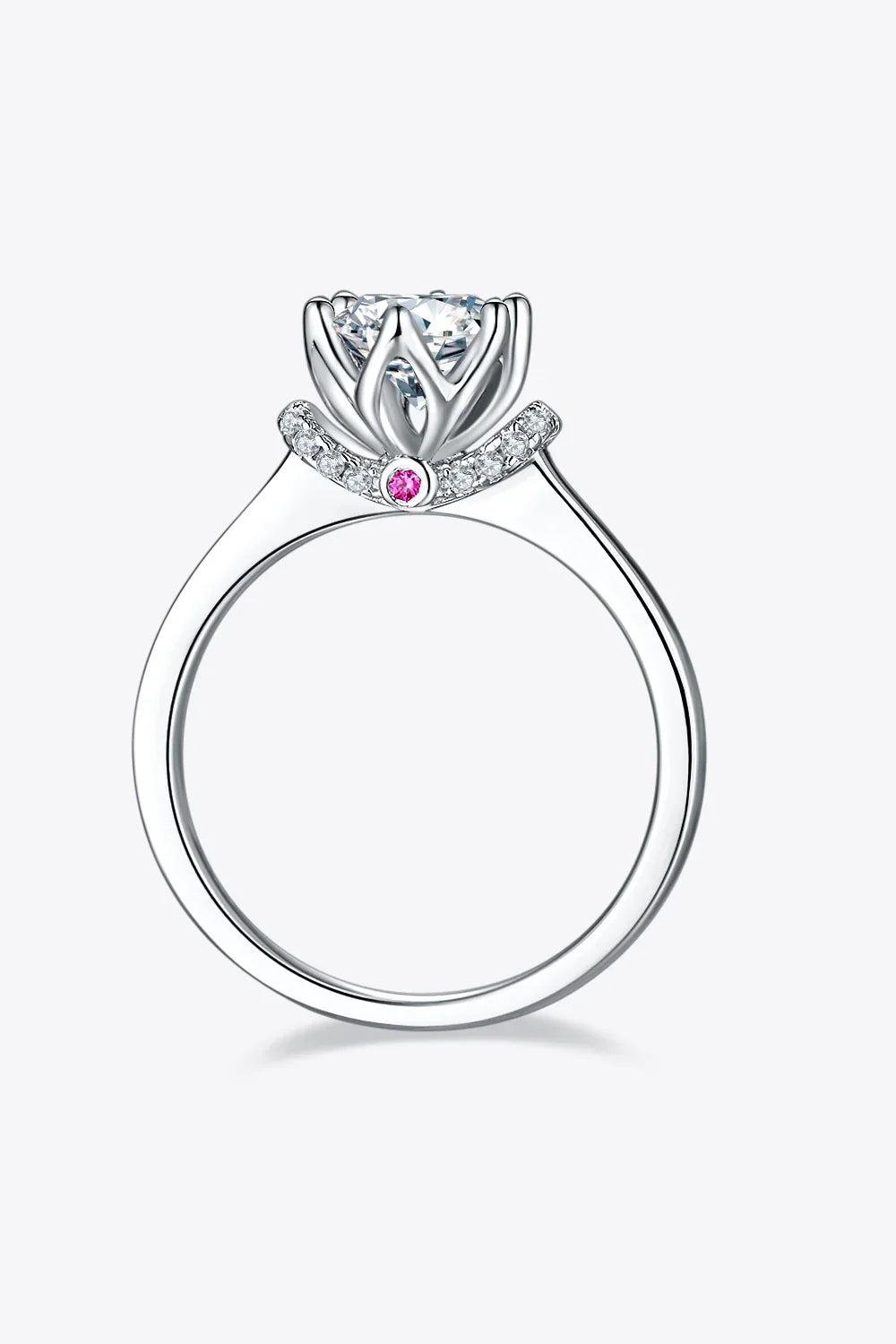 Ring Bianca - 1 Carat Moissanite Crown Sterling Silver Shine Women's Ring Velanci
