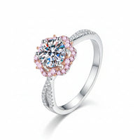 Moissanite Ring Ginevra - 1 Carat Flower-Cross Halo Women's Ring Velanci