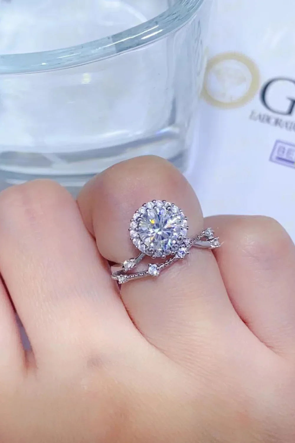 1 Carat Moissanite Platinum-Plated Ring Sofia - Daily Shine Women's Ring Velanci