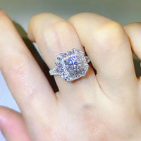 1 Carat Moissanite Ring Sofia - Halo Shimmering Band Women's Ring Velanci